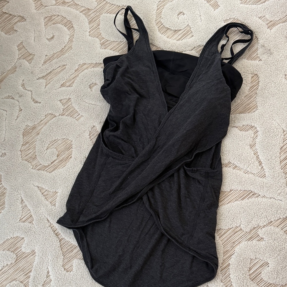 Lululemon Athletica Black Wrap-Front Tank Top  2 in one bra tank top